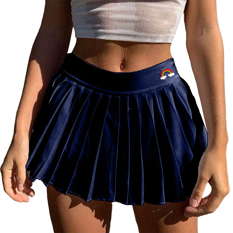 Women Solid High Waist Pleated Casual Tennis Style Girl Skater Mini ...