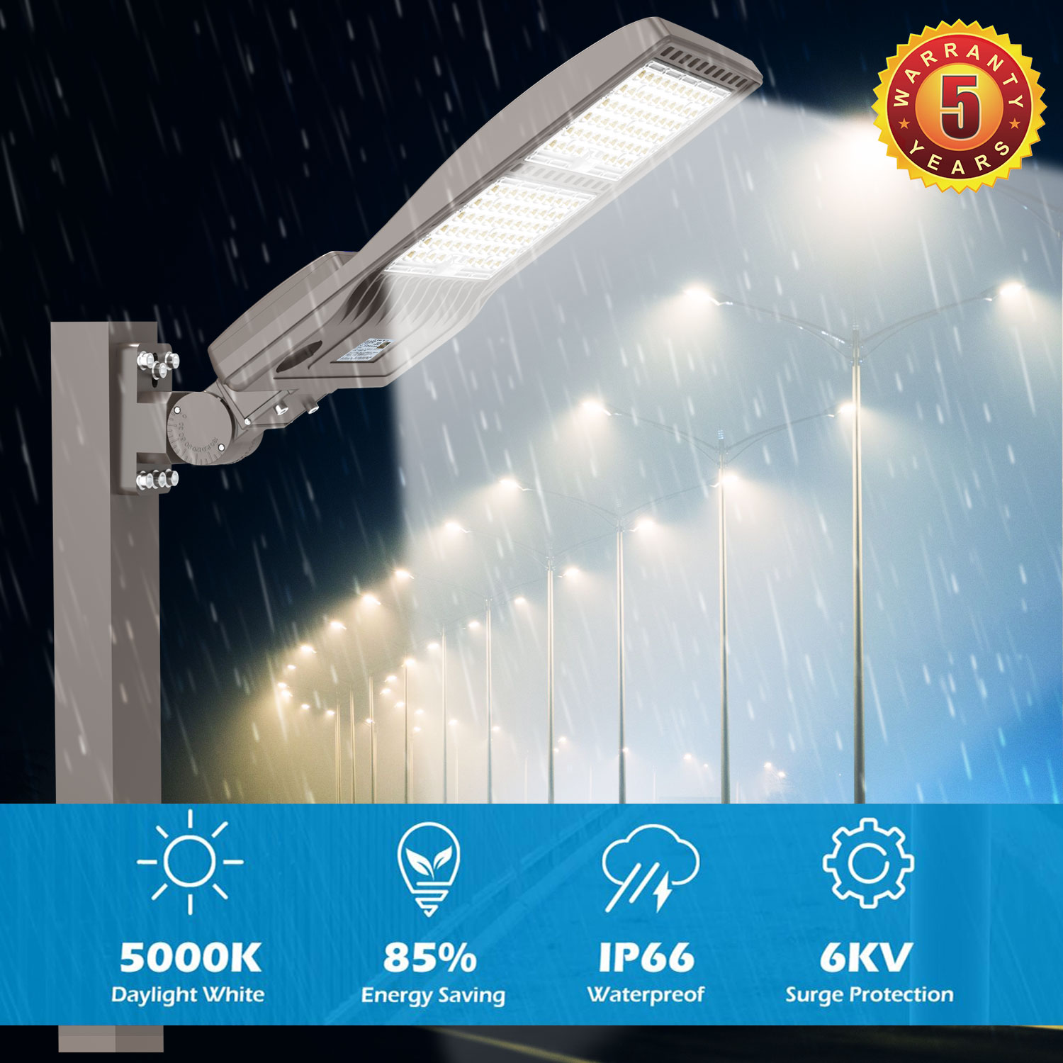 480V LED Parking Lot Light 320W 44800LM LED Shoebox Pole Mount Lights Fixture Ul 04 Ctki