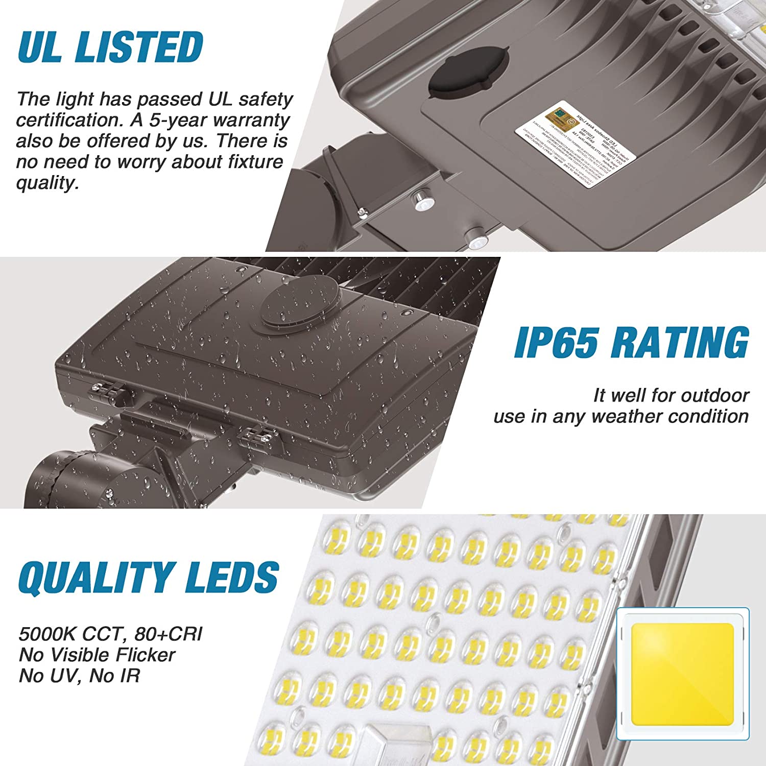 LED Parking Lot Light 320W 44800LM LED Shoebox Light Adjustable Arm