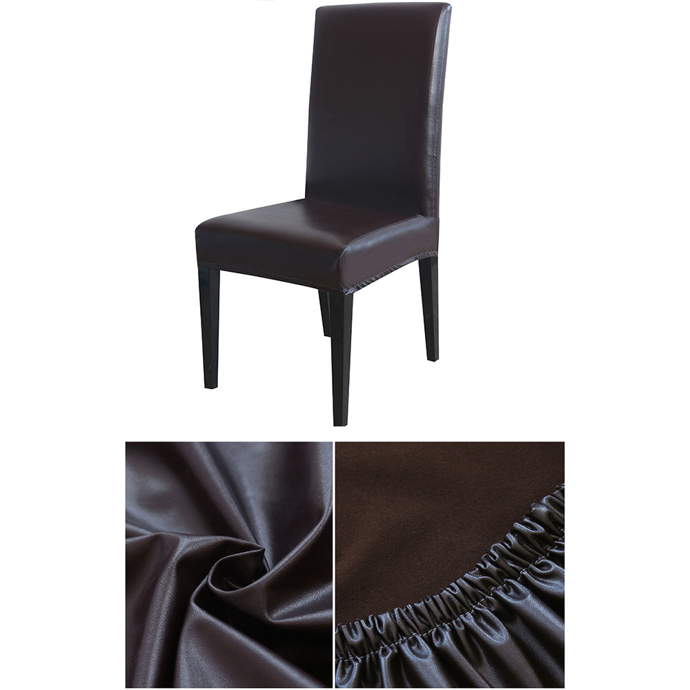 Waterproof Oilproof Dining Chair Cover PU Leather Seat Slipcover for