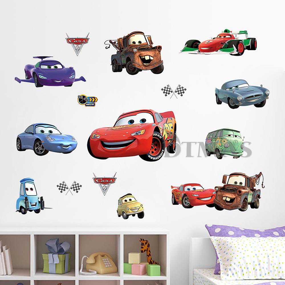 Large Disney Cars Wall Stickers Boys Lightning Mcqueen Kids Bedroom Racing Cars Lighting Mcqueen Wall Decals Sticker Kids Nursery Room Decor Vinyl