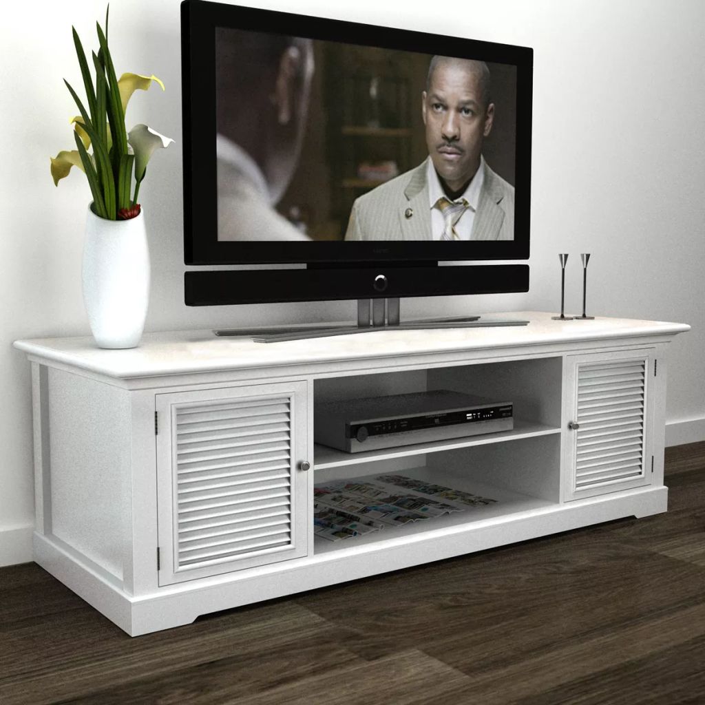 Details About White Wooden Tv Stand Home Furniture Living Room Entertainment Units Stands