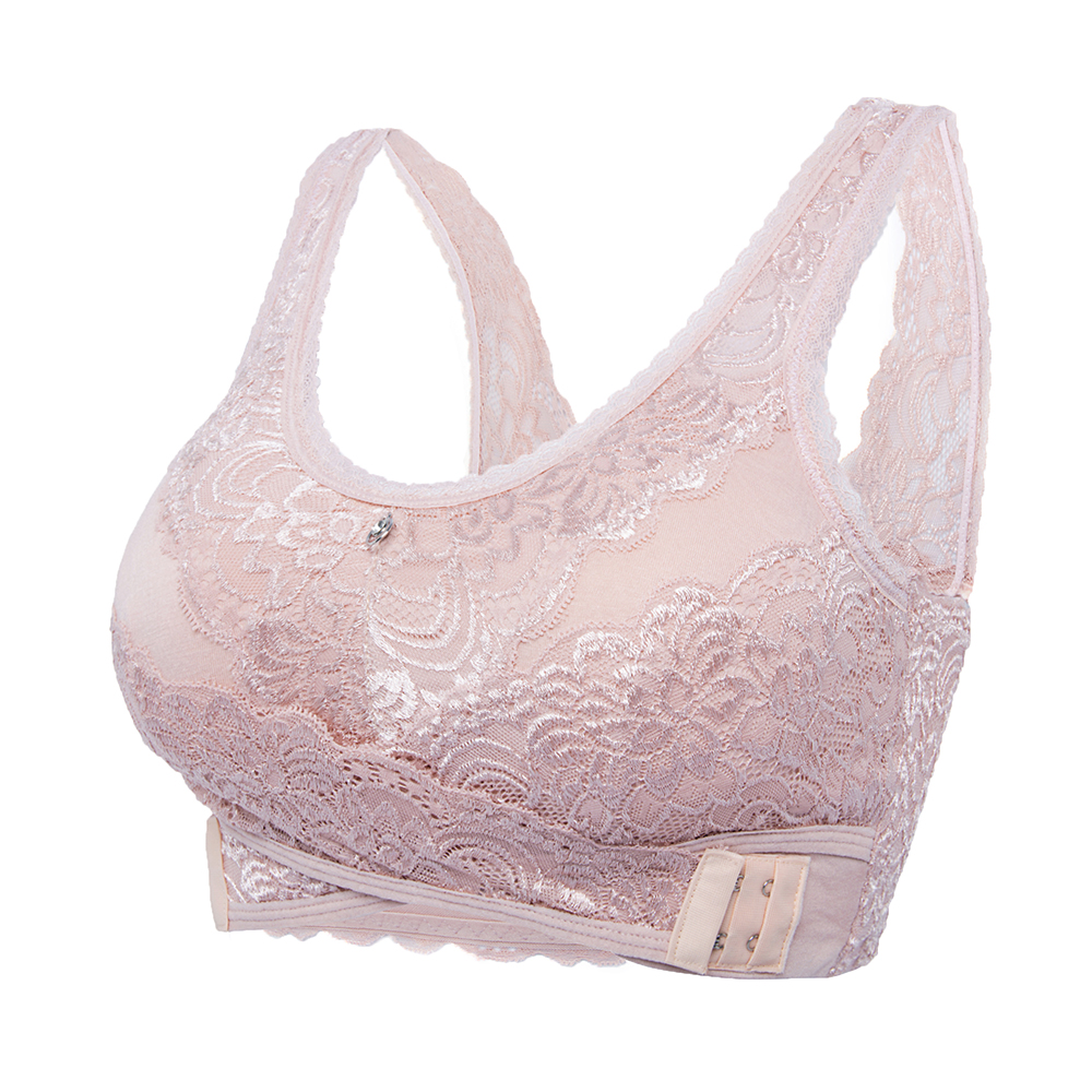 Women Front Cross Side Buckle Wireless Lace Bra Cosy Stretch Sexy Floral Bras - Picture 14 of 14