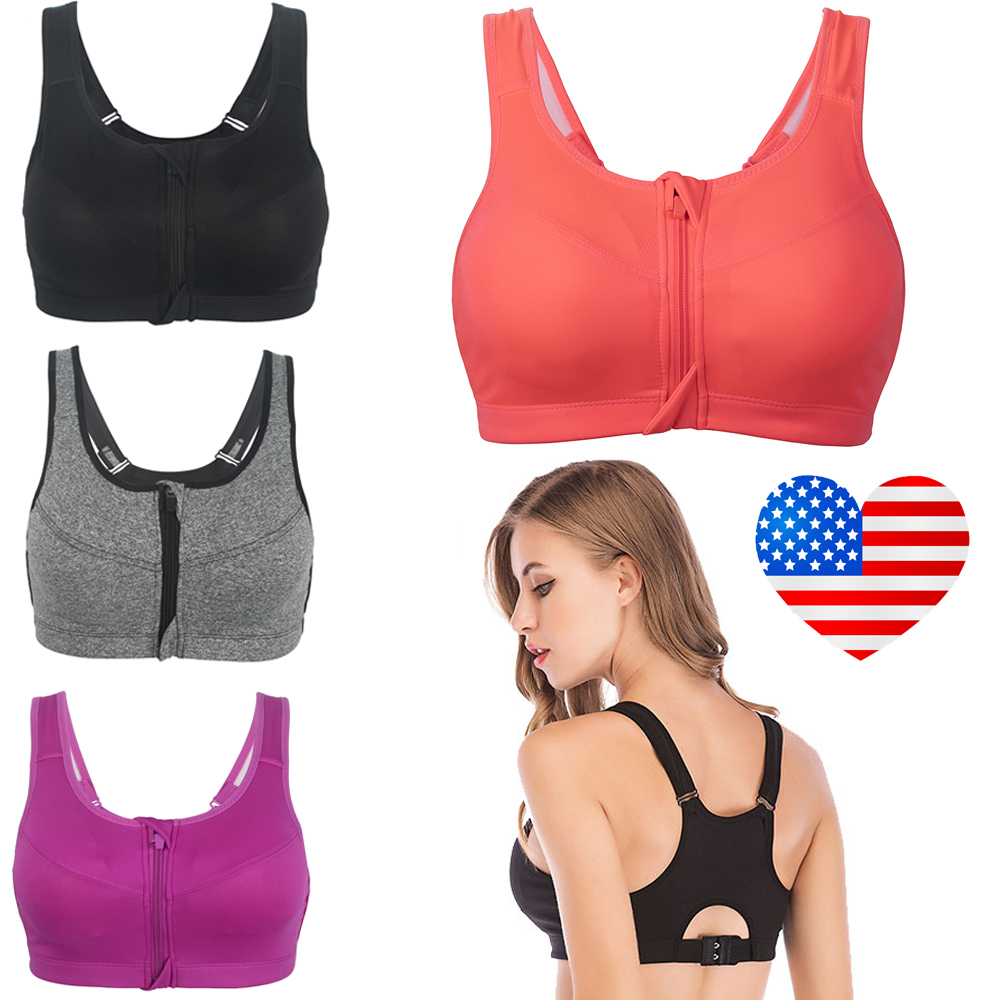 athletic bras zipper front