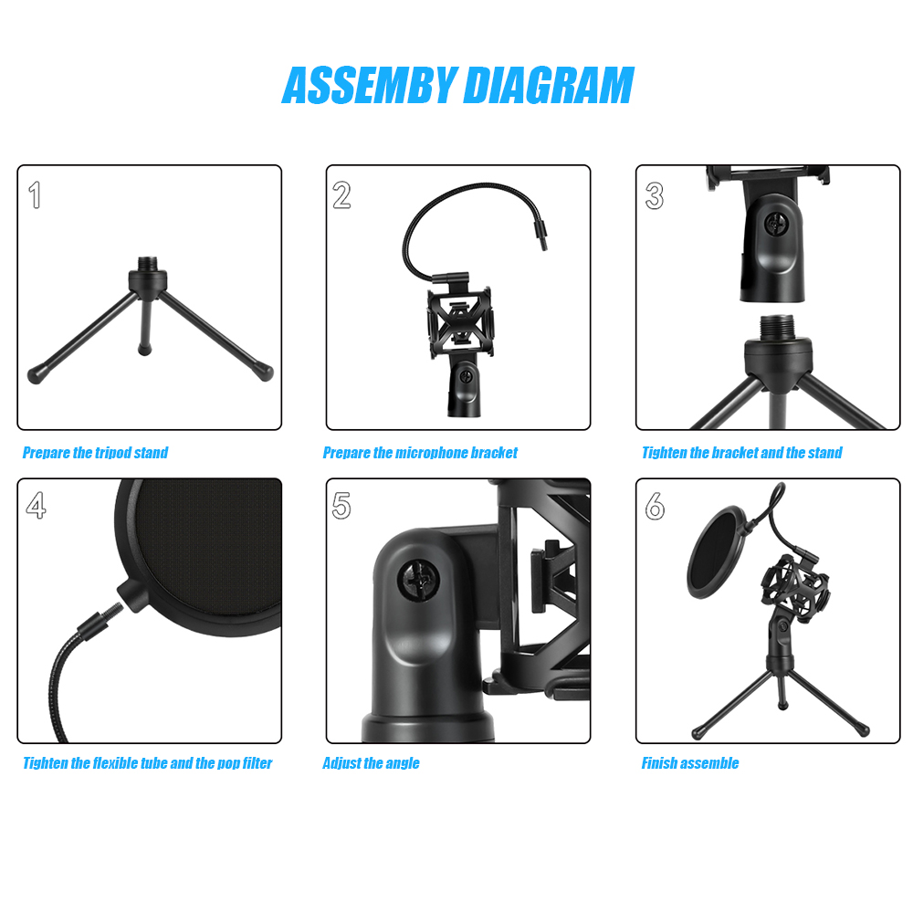 PS-2 Microphone Pop Filter Kit Anti-pop Noise Protection ...