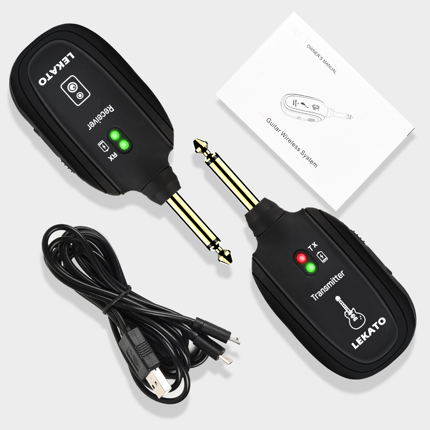 Lekato 5.8G 2.4G Wireless Guitar Bass Drum Keyboard Transmitter