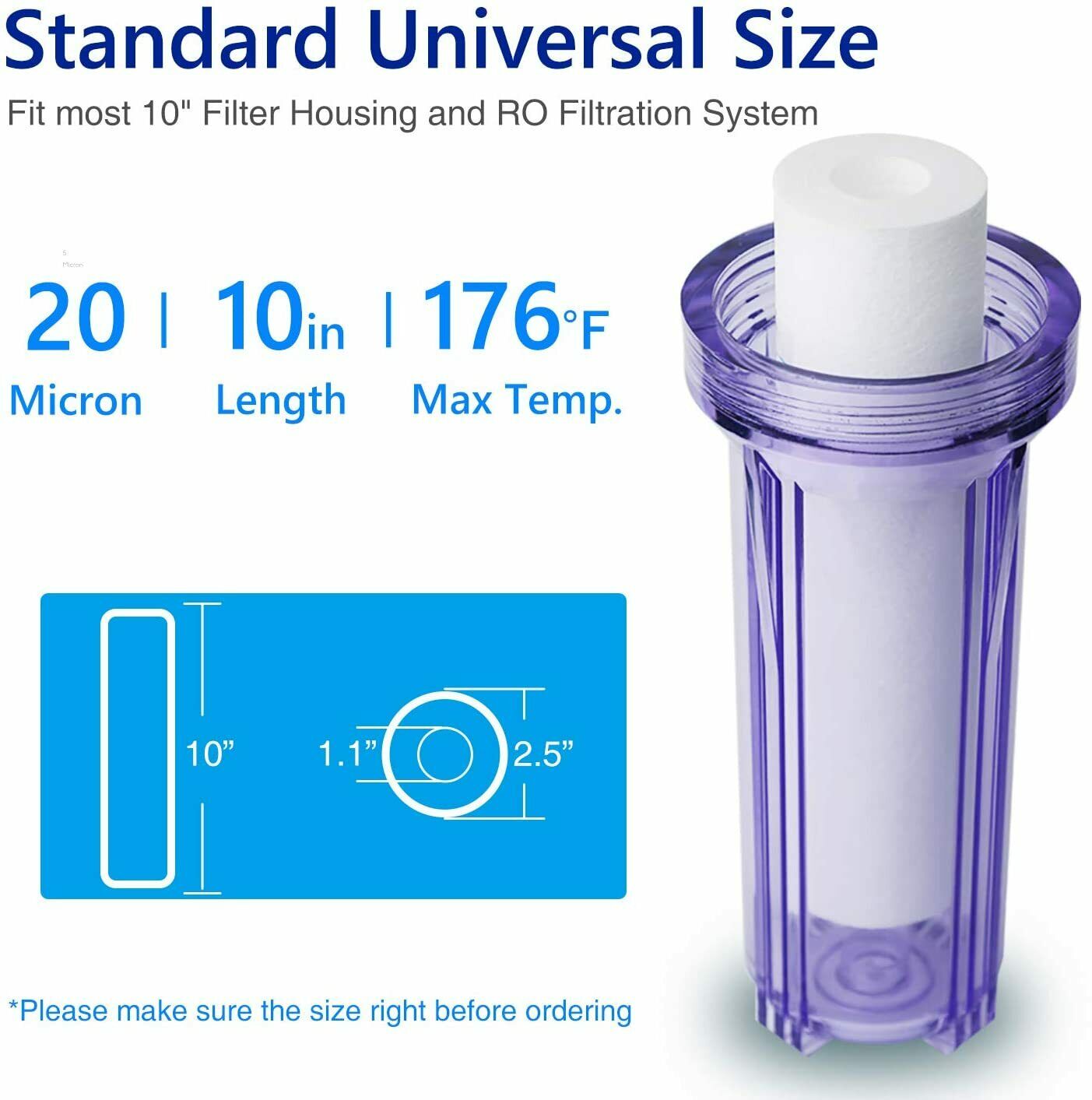 cartridge filter micron osmosis reverse 5x10 cartridges sediment whole 20p pp 10micron 6p