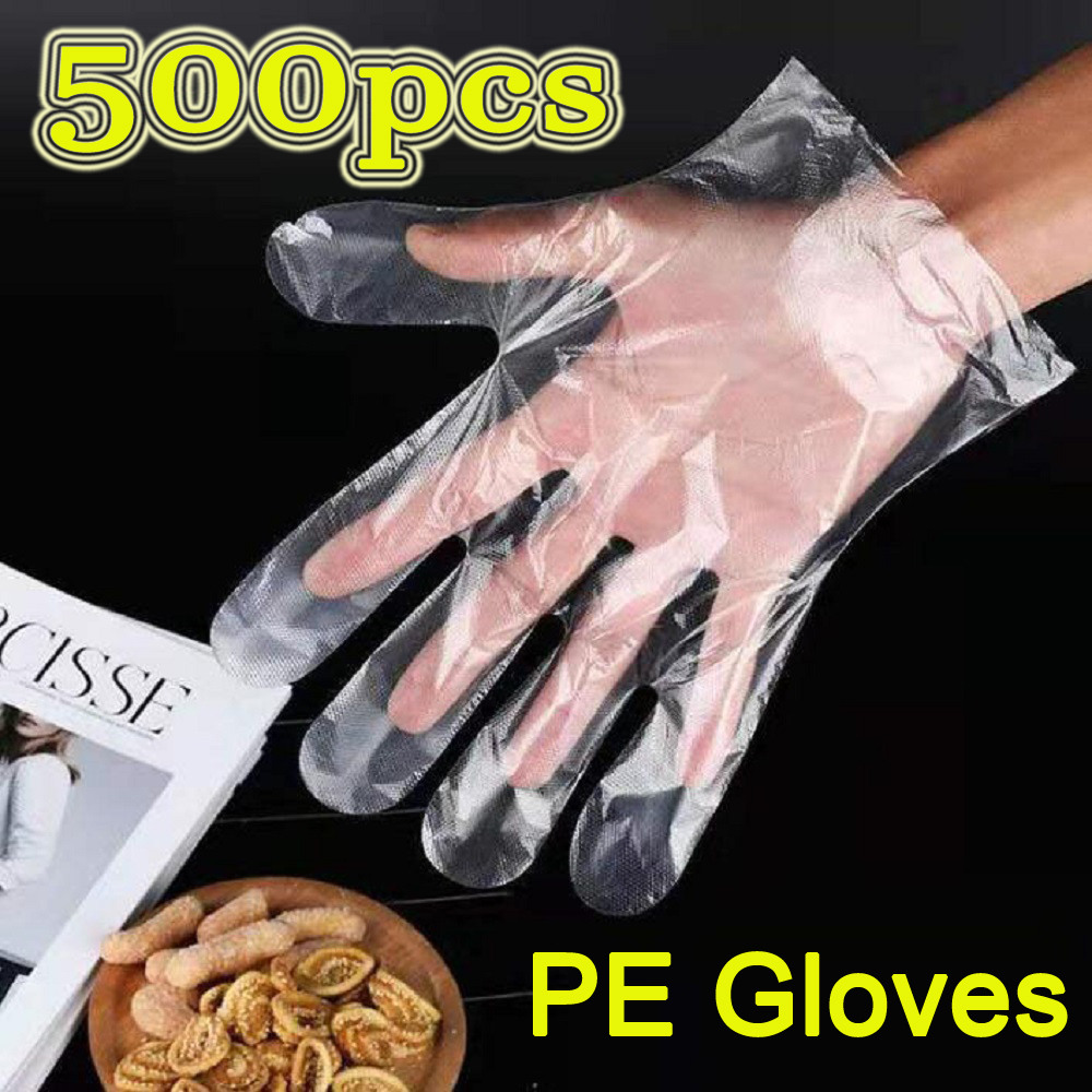 100 PCS Super Poly Gloves Plastic Clear Disposable Food Cleaning Poly King 
