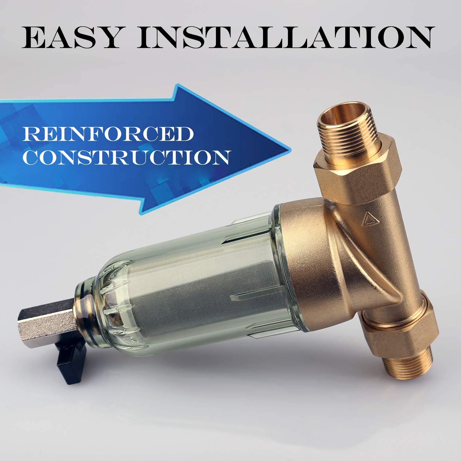 Reusable Spin Down Sediment Water Filter20 GPM, 1" MNPT + 3/4" FNPT