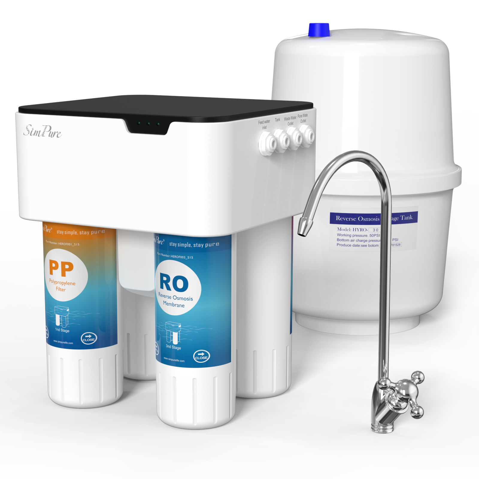 Simpure Q2 Under Sink Water Filter System Reverse Osmosis Space Saver Purifier
