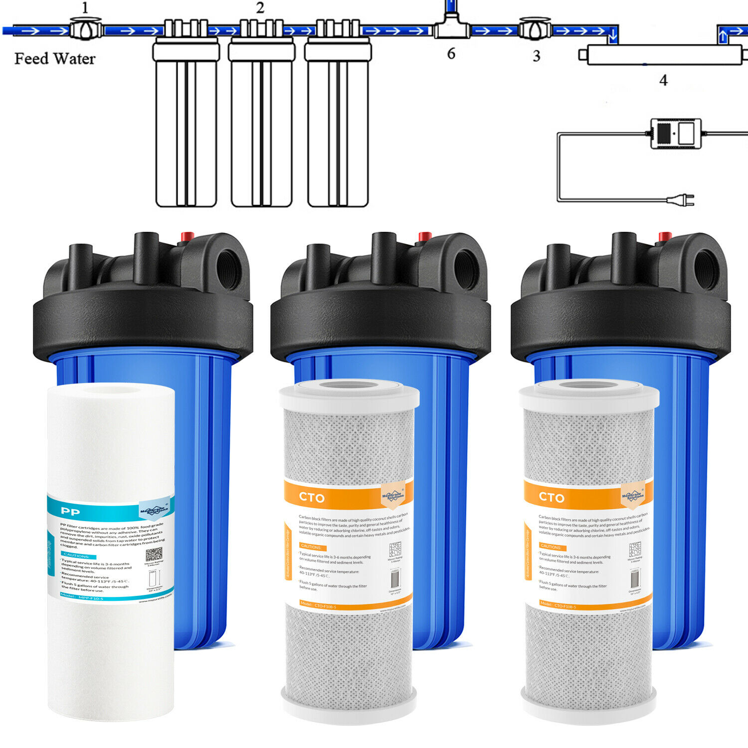 SimPure 10 inch Whole House Water Filter Housing 10