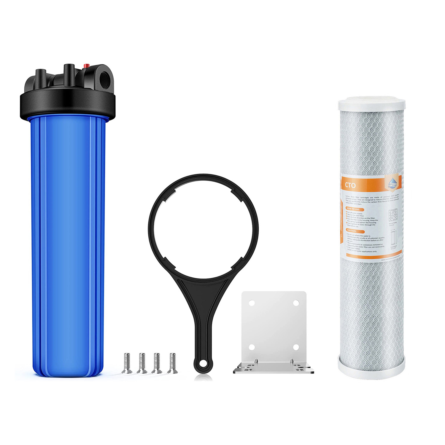SimPure 10" Big Blue Whole House Water Filter System - 1" NPT With CTO Carbon Block