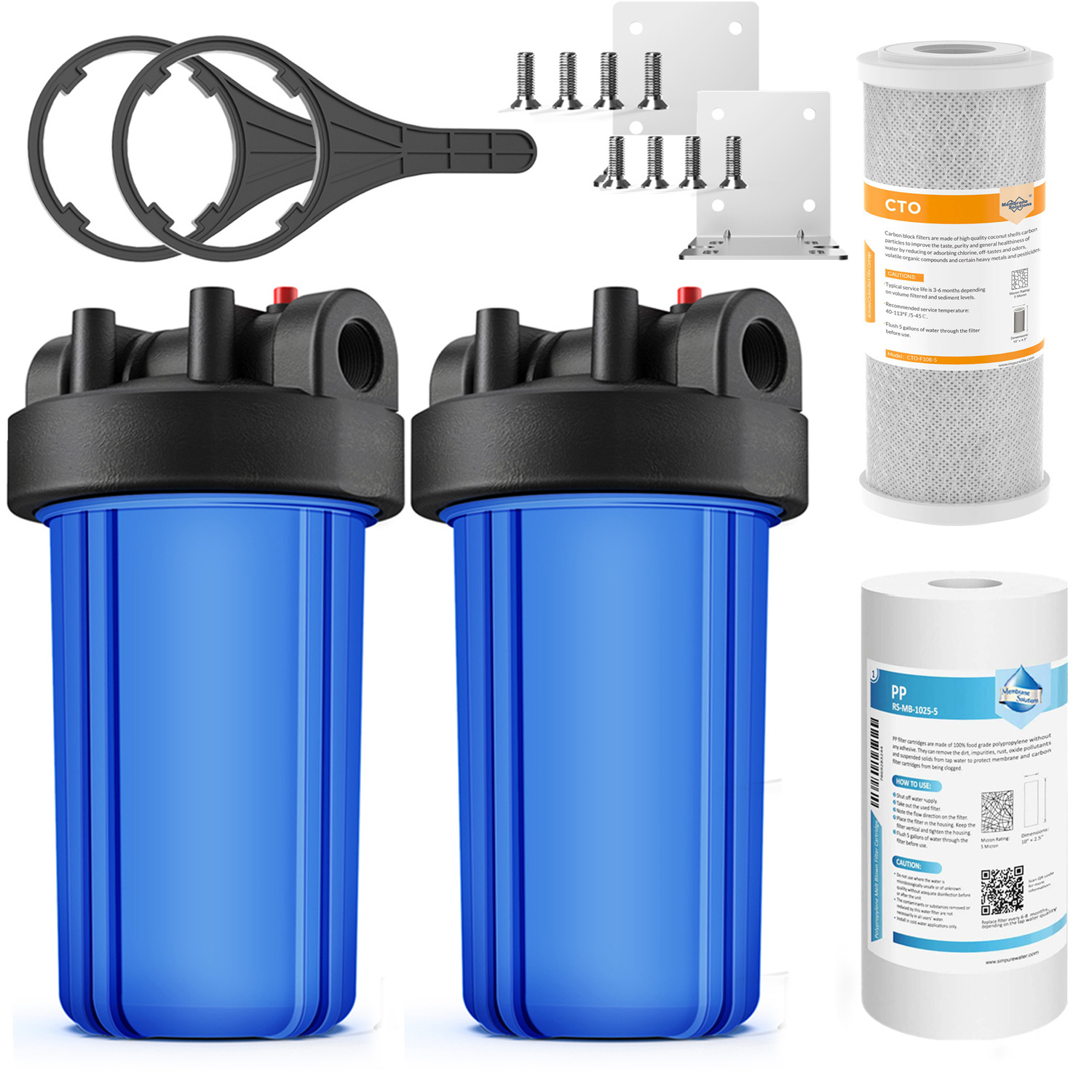 SimPure 4.5" x 10" Whole House Big Blue Water Filter Housing 1" Outlet/Inlet 