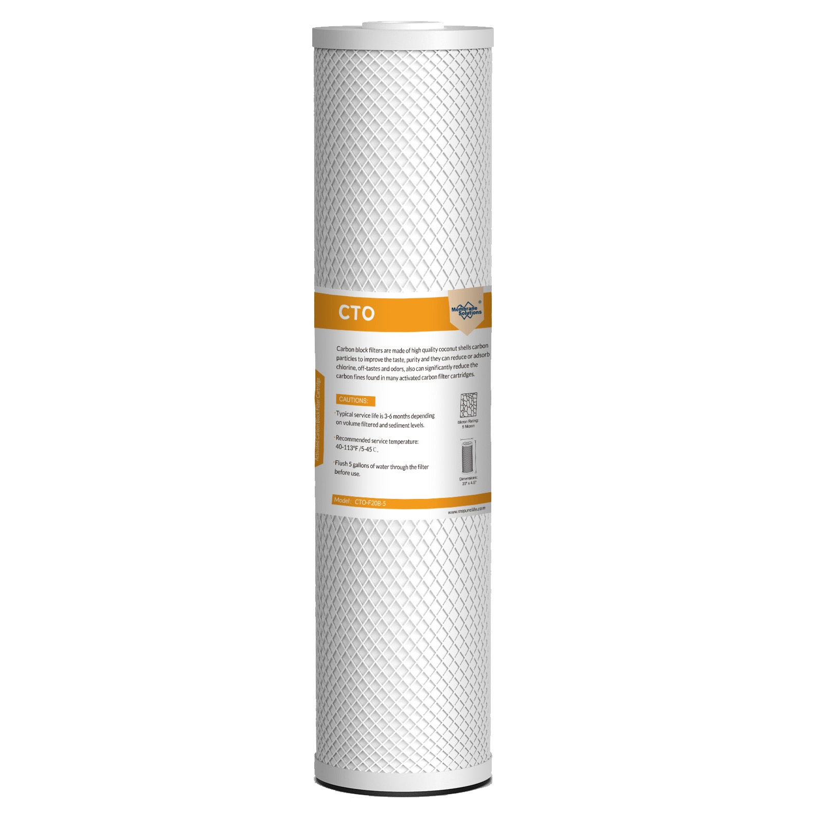 1-2PCS 20x4.5" 5 Micron Sediment Carbon Block Water Filter Replacement Cartridge