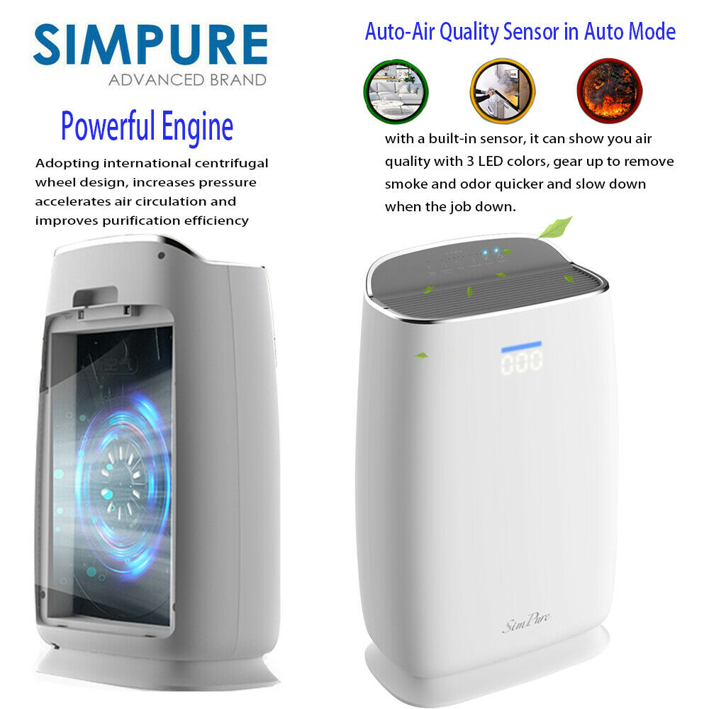 SimPure® Air Purifier for Home Large Room with H13 True HEPA Filter ...