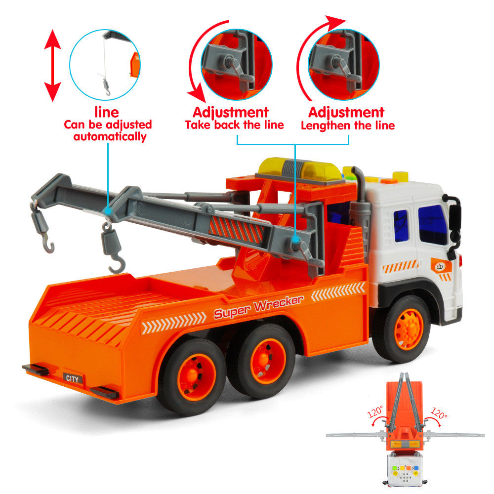 Super City Duty Wrecker Tow Truck Toys Model Inertia Friction Power ...