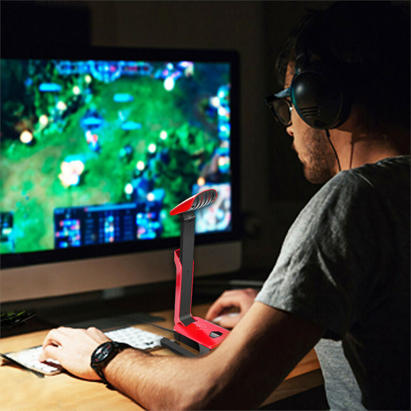 USB Microphone Stand Audio Recording LED Mic Studio Gaming PC Desktop Computer