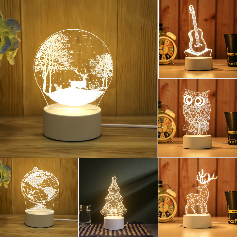 3D LED illusion Lovely USB 12type table Desk Night Light Lamp Bedroom Child gift