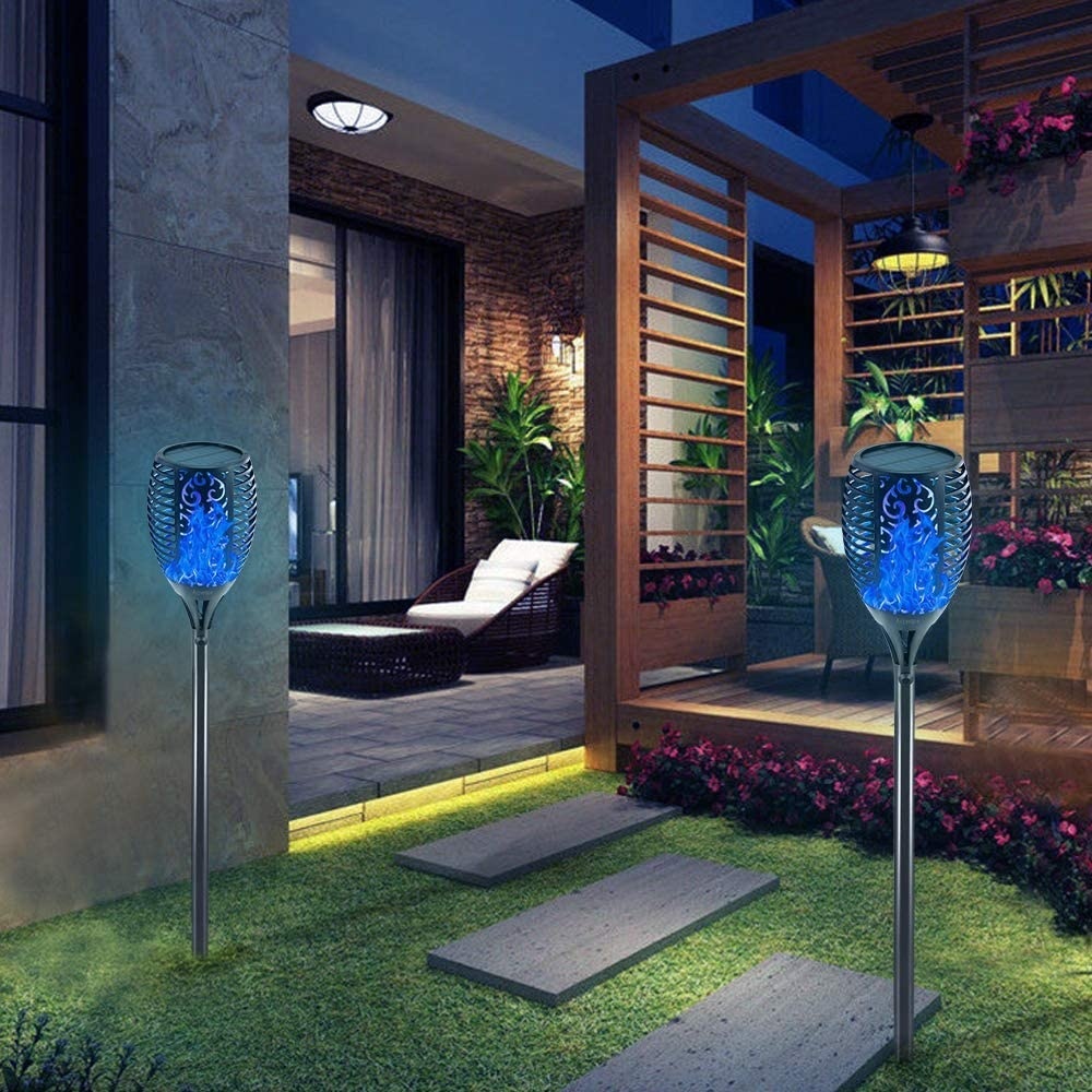 Solar 33 LED Torch Light Flickering Flame Effect Waterproof Garden