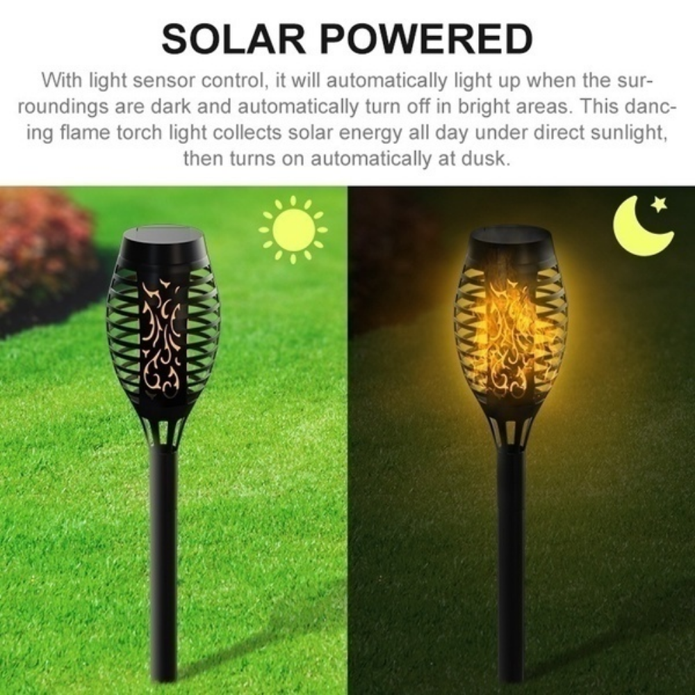 Solar 33 LED Torch Light Flickering Flame Effect Waterproof Garden