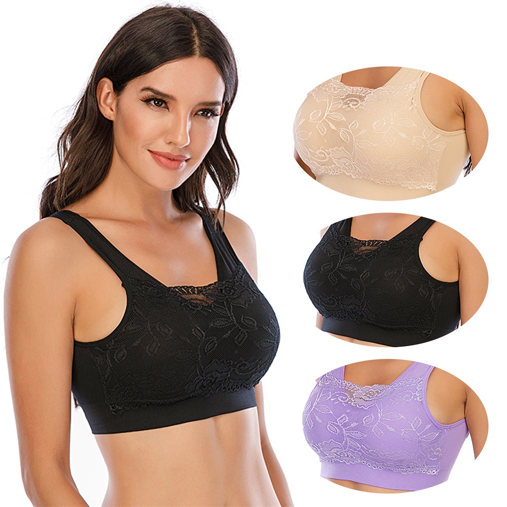 Women's Padded Cups Lace Yoga Bra Sports Bra Padded Breathable Racerback  Stretch Crop Top Vest with Removable Soft Padded Cups 