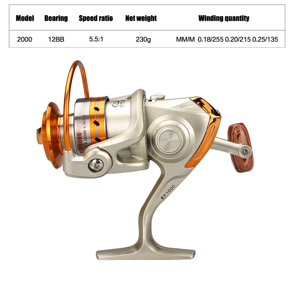 Model:EF2000:12BB Spinning Fishing Reels Metal Body Left/Right Interchangeable 1000-7000 US