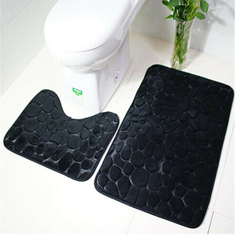 2Pcs Non-slip Bathroom Floor Rugs U-Shaped Toilet Mat Kitchen Carpet Home Decor 