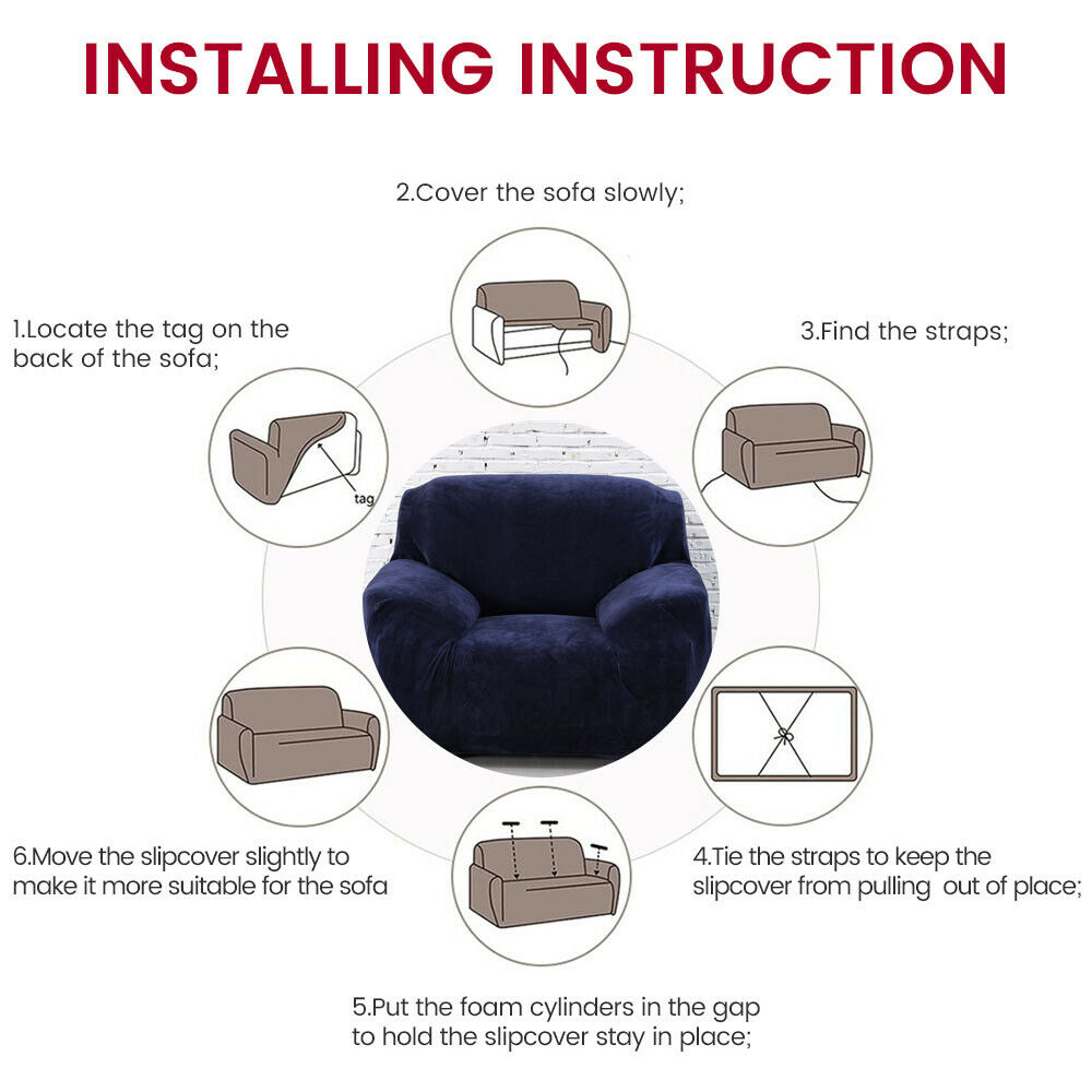 1 2 3 4 Seater Stretch Plush Thick Sofa Covers Couch Chair Slipcover Protector - Picture 17 of 62