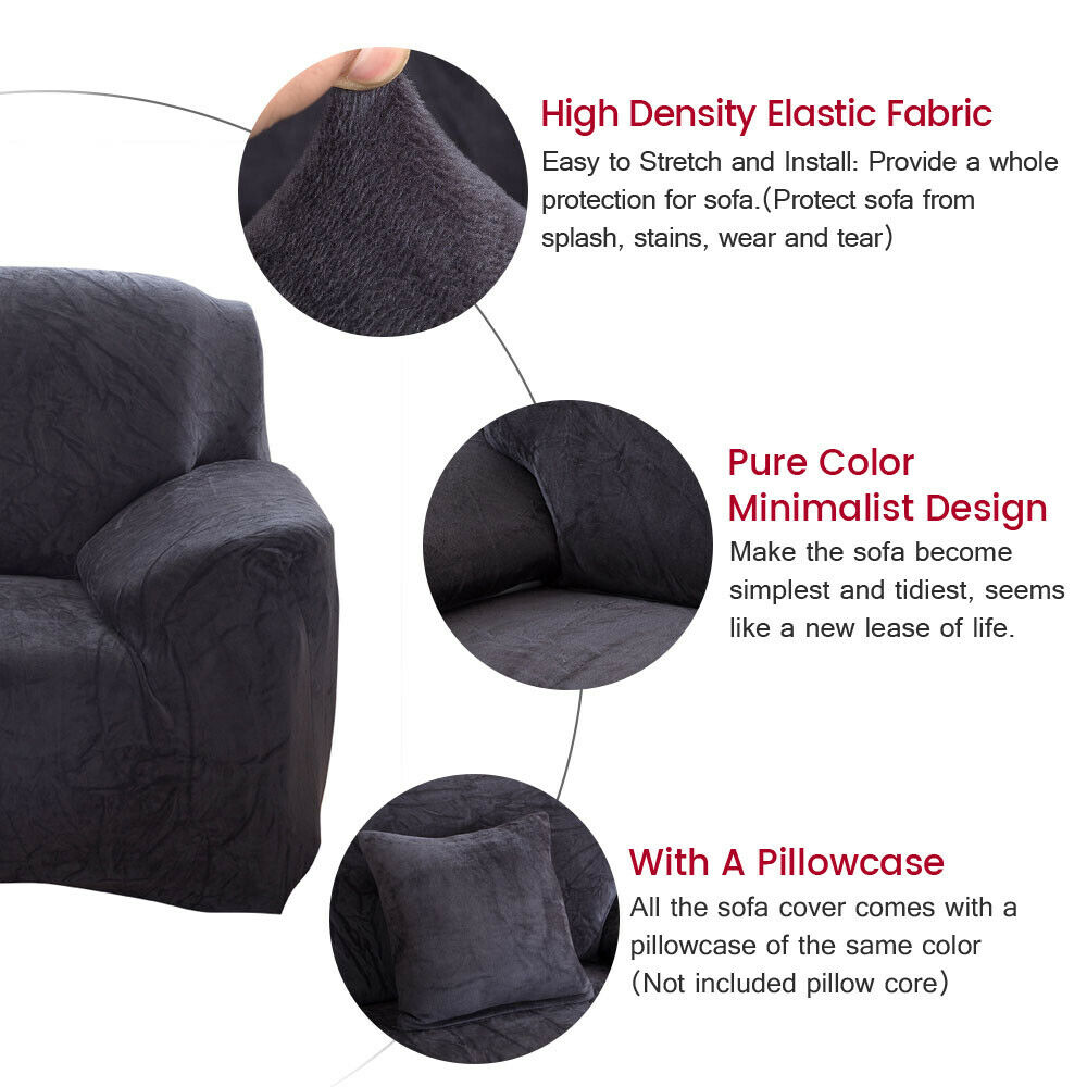 1 2 3 4 Seater Stretch Plush Thick Sofa Covers Couch Chair Slipcover Protector - Picture 45 of 62