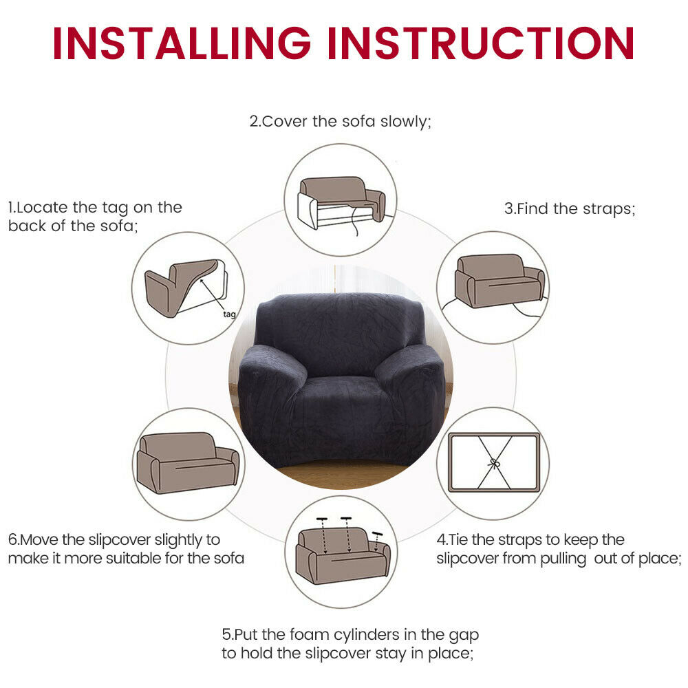 1 2 3 4 Seater Stretch Plush Thick Sofa Covers Couch Chair Slipcover Protector - Picture 47 of 62