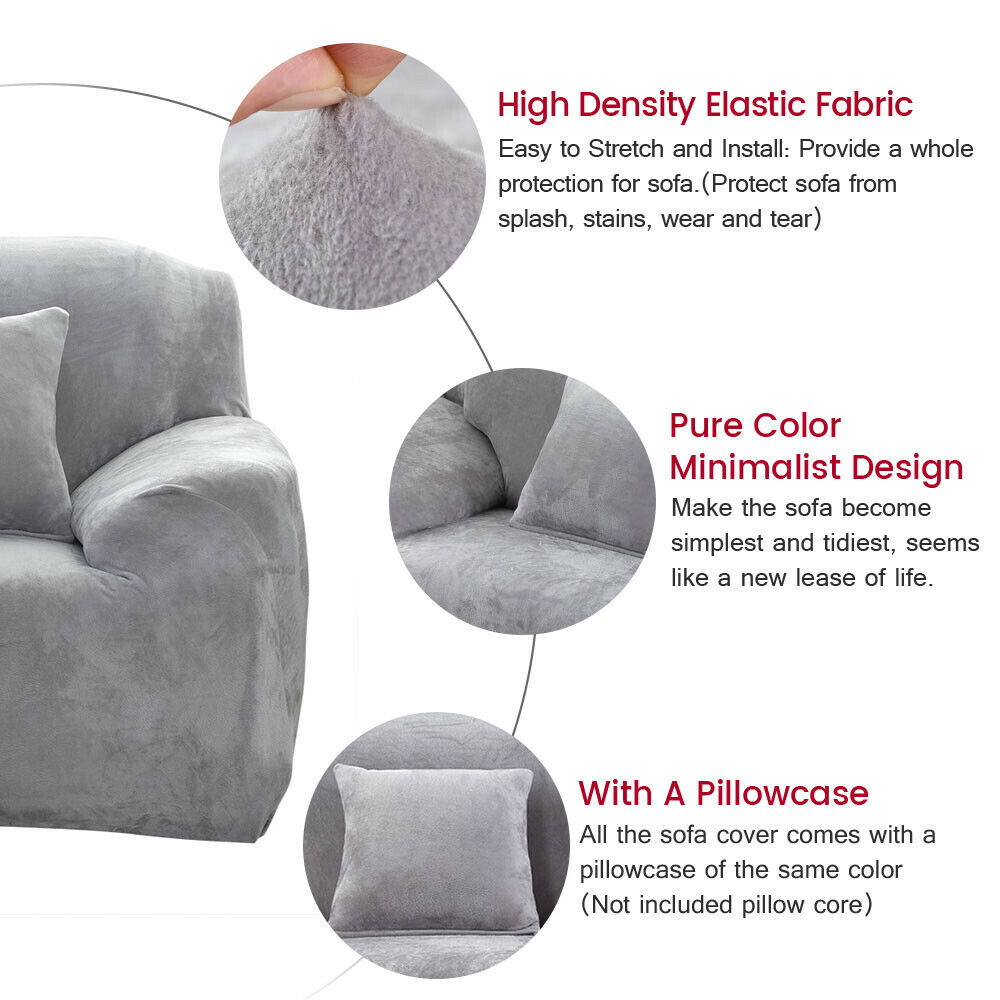 1 2 3 4 Seater Stretch Plush Thick Sofa Covers Couch Chair Slipcover Protector - Picture 50 of 62