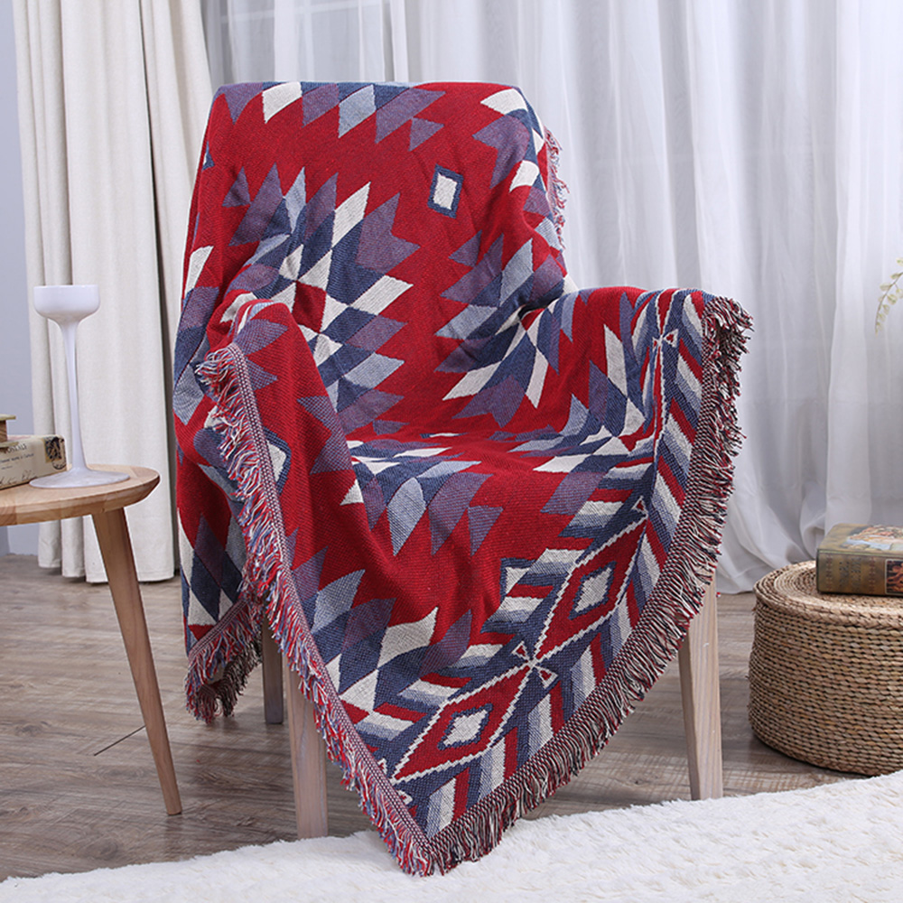 Fringed Throw Blanket Fleece Warm Cotton Sofa Bed Cover Area Rug Wall Hanging 