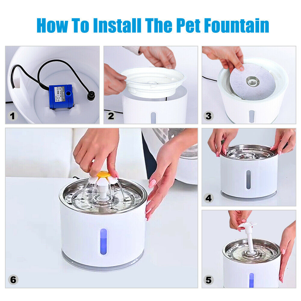 2.4L Automatic Electric Pet Water Fountain Cat Dog Drinking Dispenser / Filters - Picture 24 of 31