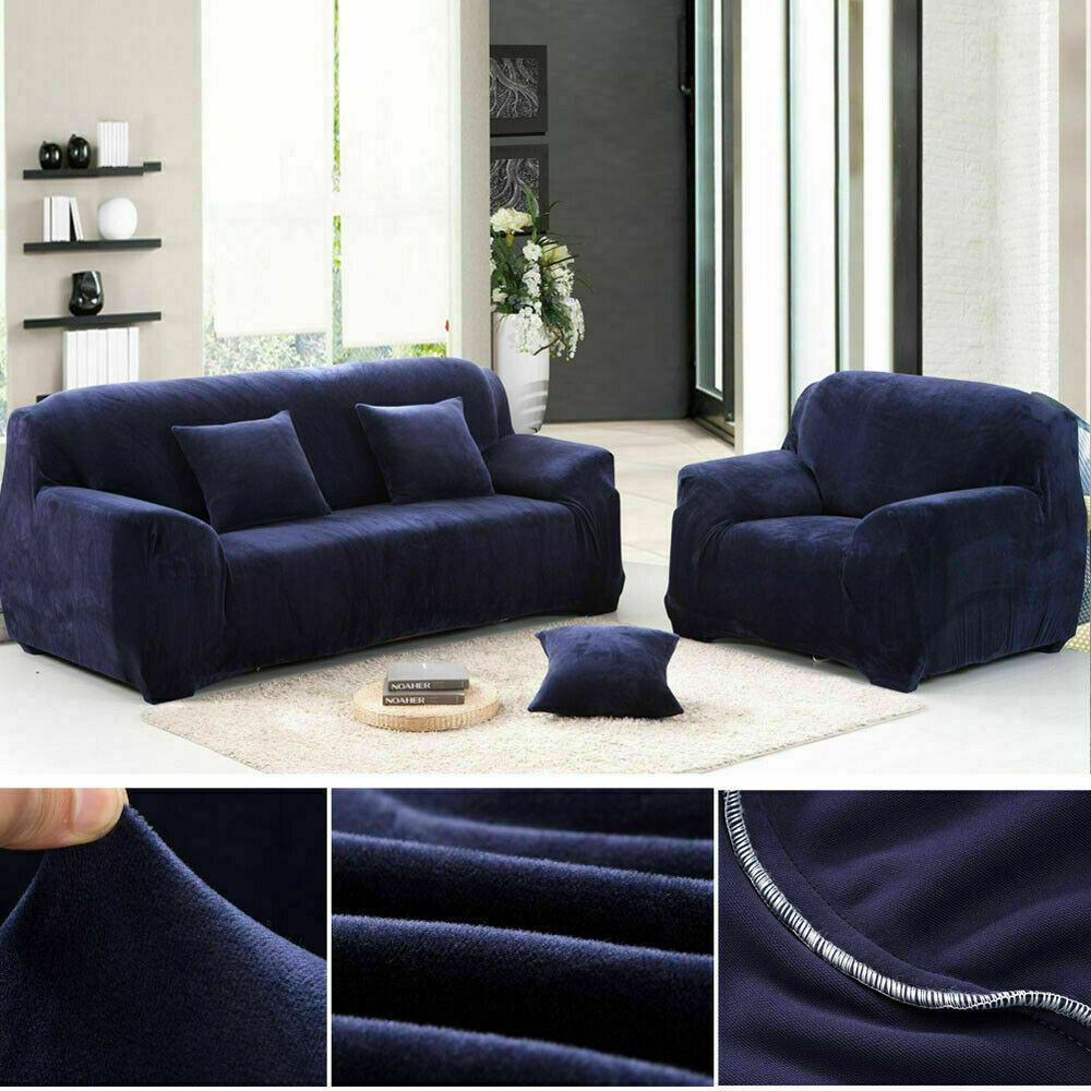 1/2/3/4 Seater Velvet Stretch Sofa Covers Soft Sofa Couch Protect Elastic Cover - Picture 12 of 74