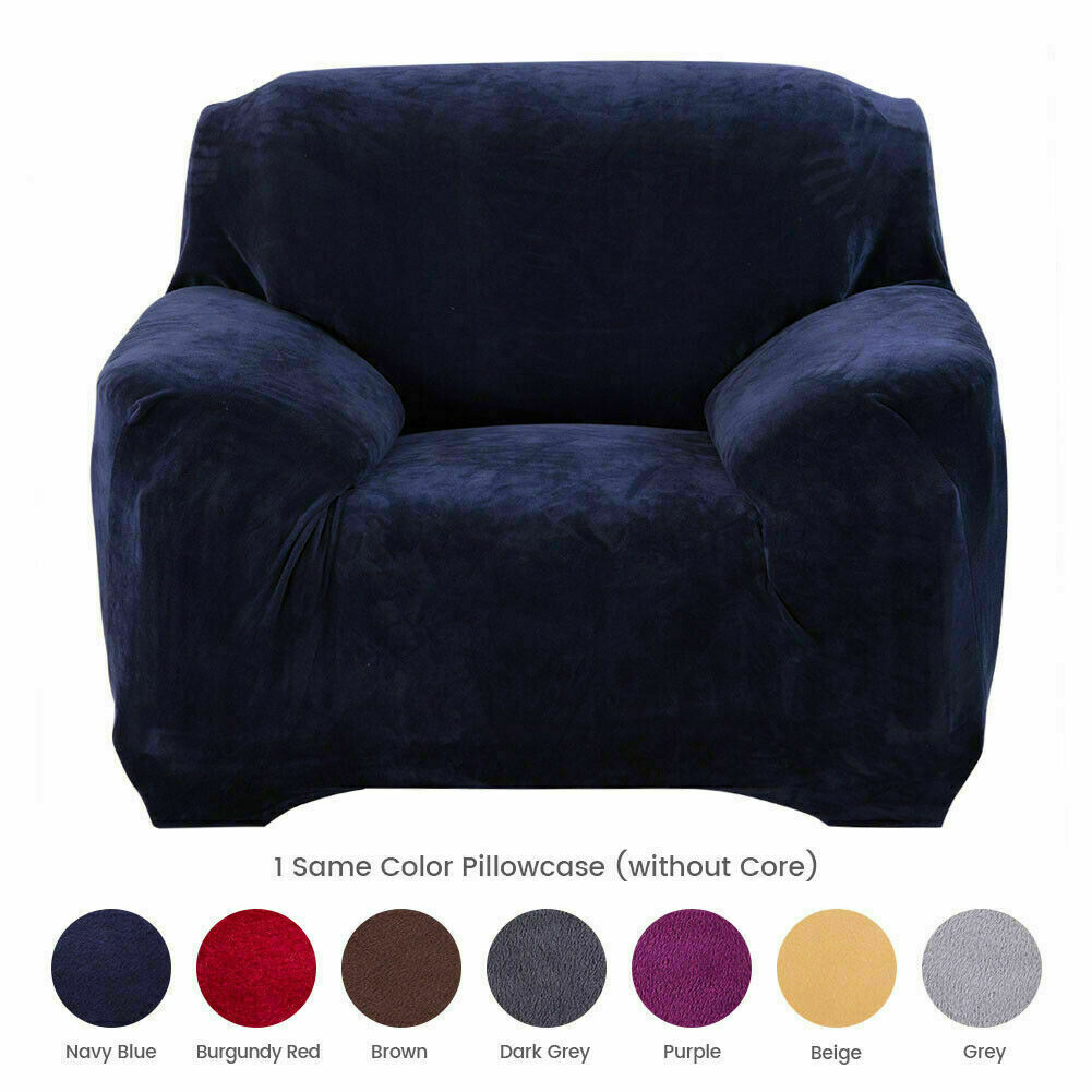 1/2/3/4 Seater Velvet Stretch Sofa Covers Soft Sofa Couch Protect Elastic Cover - Picture 13 of 74