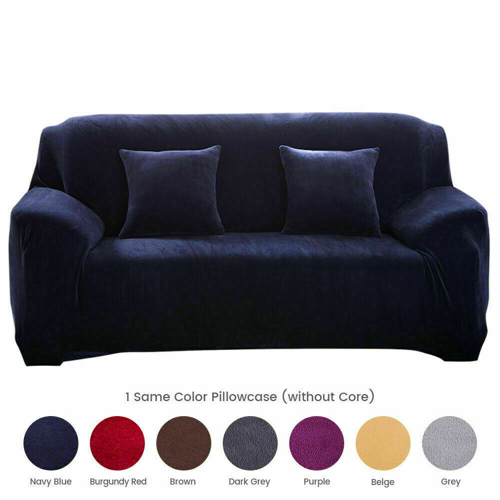 1/2/3/4 Seater Velvet Stretch Sofa Covers Soft Sofa Couch Protect Elastic Cover - Picture 14 of 74