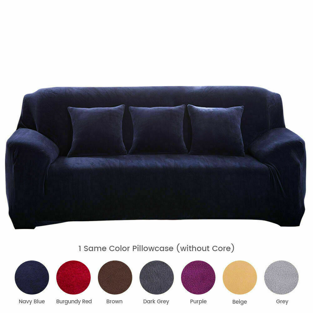 1/2/3/4 Seater Velvet Stretch Sofa Covers Soft Sofa Couch Protect Elastic Cover - Picture 15 of 74