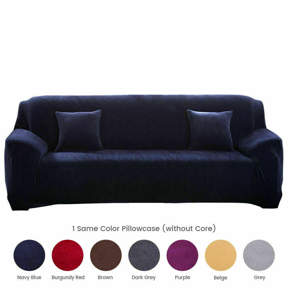 1/2/3/4 Seater Velvet Stretch Sofa Covers Soft Sofa Couch Protect Elastic Cover - Picture 16 of 74