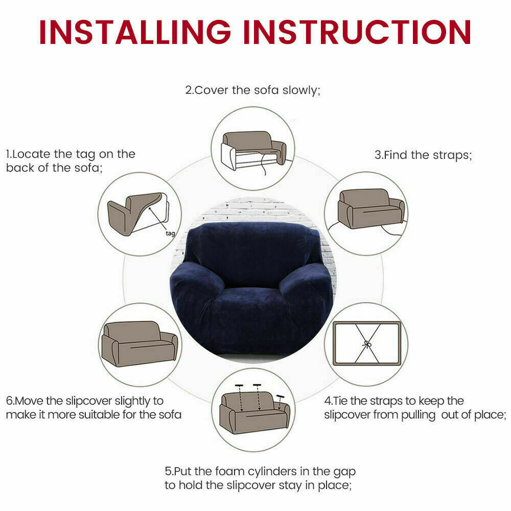 1/2/3/4 Seater Velvet Stretch Sofa Covers Soft Sofa Couch Protect Elastic Cover - Picture 18 of 74
