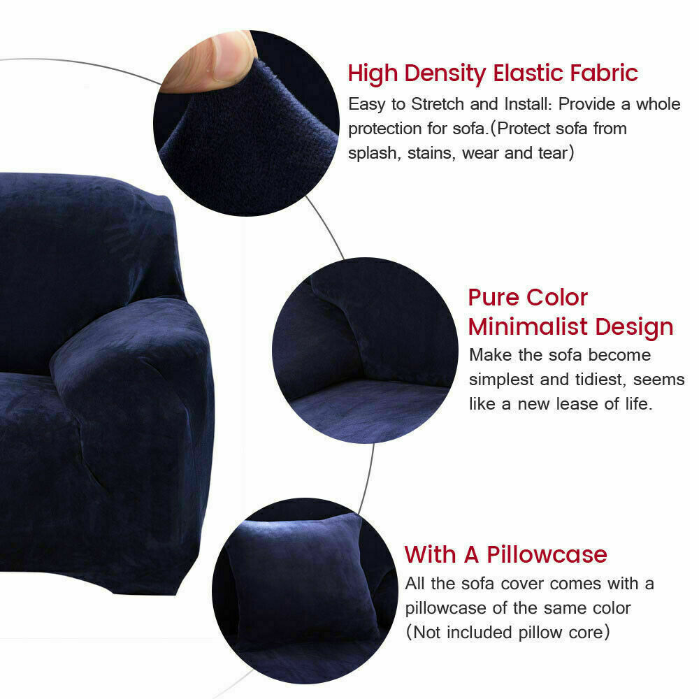 1/2/3/4 Seater Velvet Stretch Sofa Covers Soft Sofa Couch Protect Elastic Cover - Picture 19 of 74