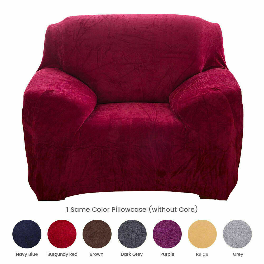 1/2/3/4 Seater Velvet Stretch Sofa Covers Soft Sofa Couch Protect Elastic Cover - Picture 22 of 74