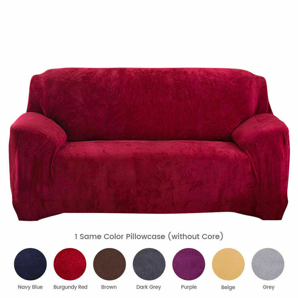 1/2/3/4 Seater Velvet Stretch Sofa Covers Soft Sofa Couch Protect Elastic Cover - Picture 23 of 74