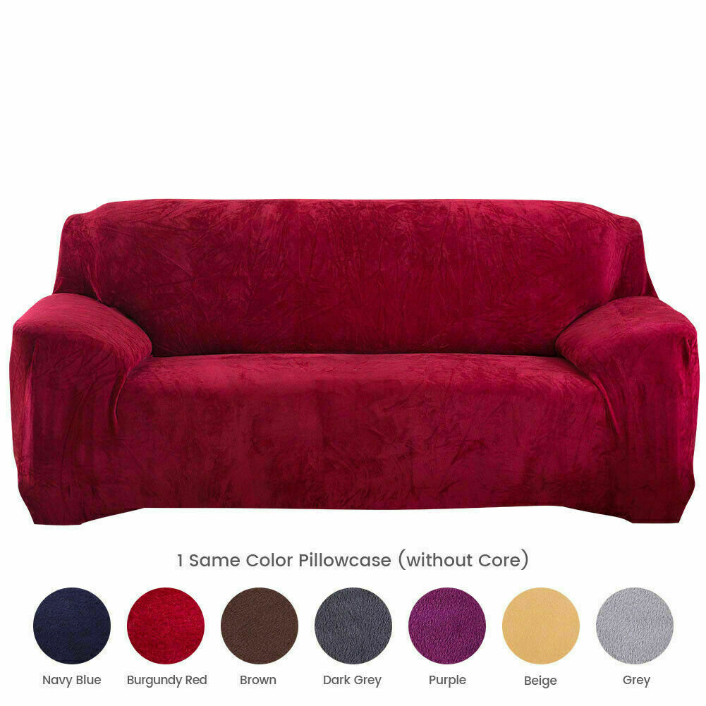 1/2/3/4 Seater Velvet Stretch Sofa Covers Soft Sofa Couch Protect Elastic Cover - Picture 24 of 74