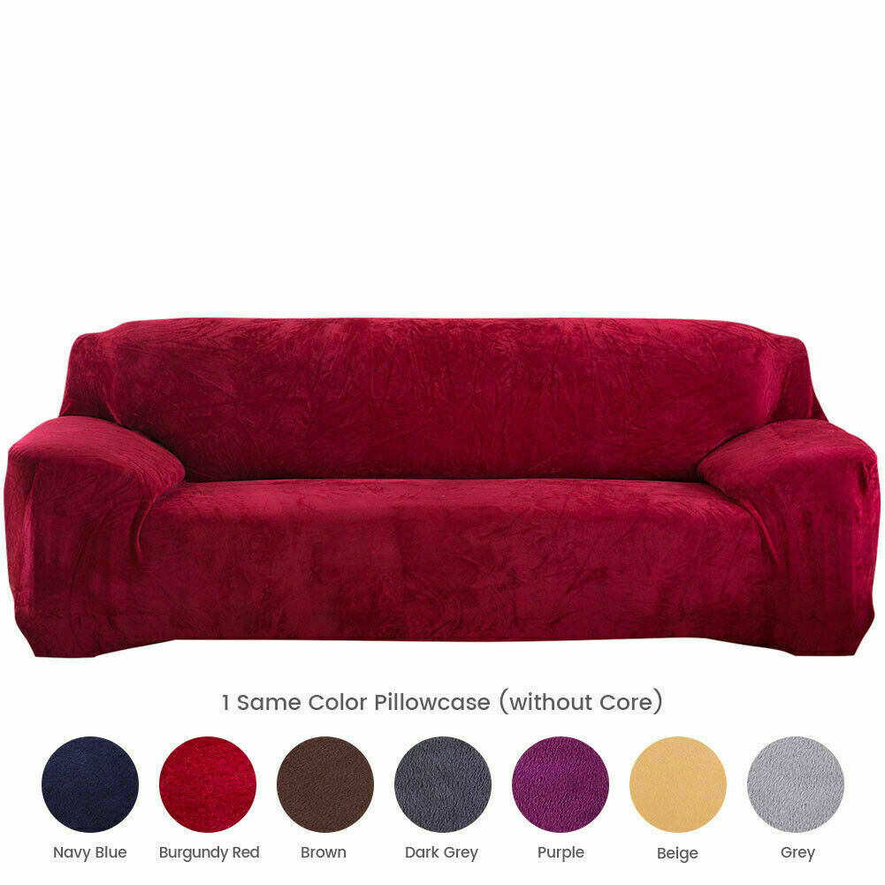 1/2/3/4 Seater Velvet Stretch Sofa Covers Soft Sofa Couch Protect Elastic Cover - Picture 25 of 74