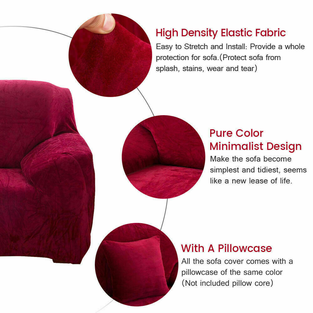 1/2/3/4 Seater Velvet Stretch Sofa Covers Soft Sofa Couch Protect Elastic Cover - Picture 26 of 74