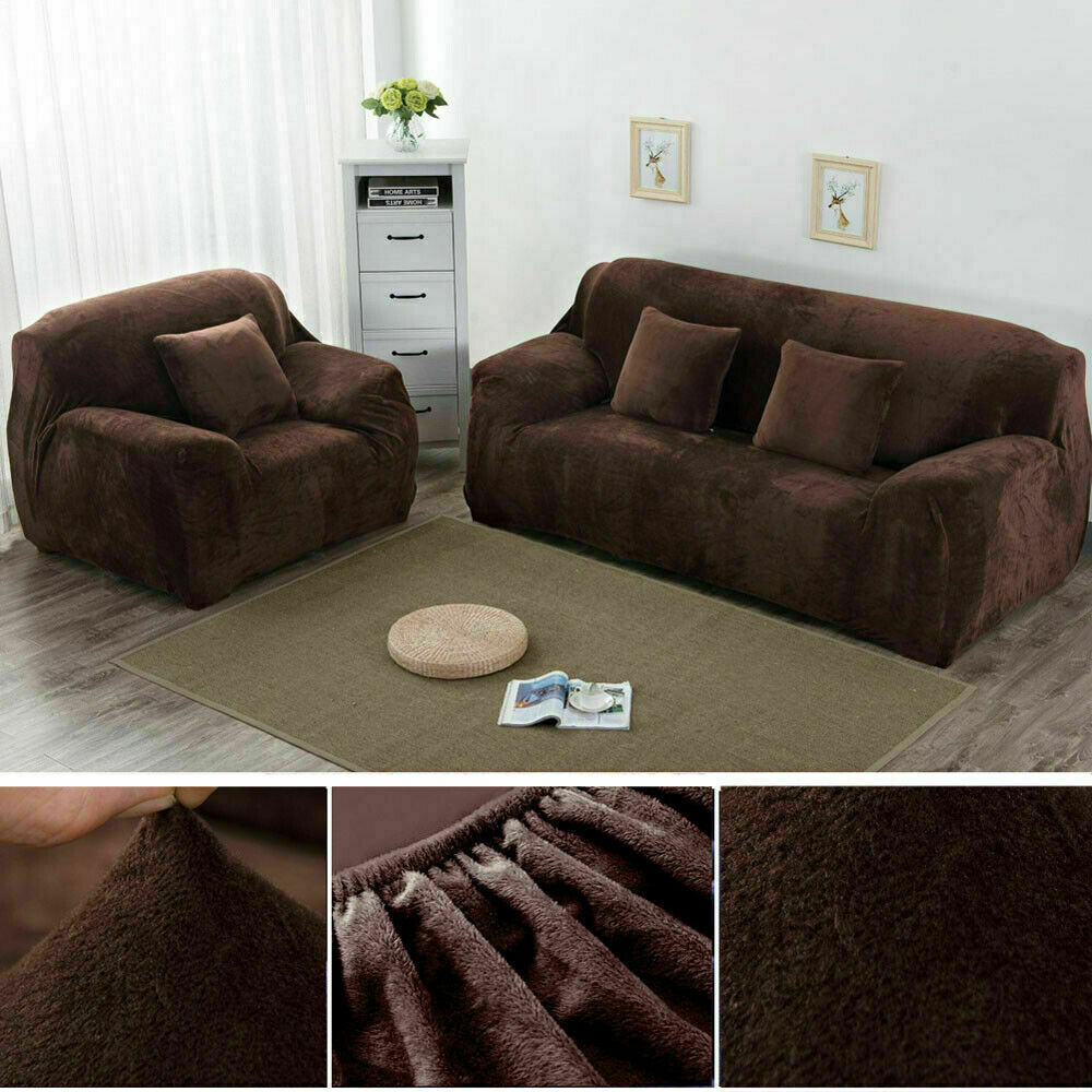1/2/3/4 Seater Velvet Stretch Sofa Covers Soft Sofa Couch Protect Elastic Cover - Picture 30 of 74