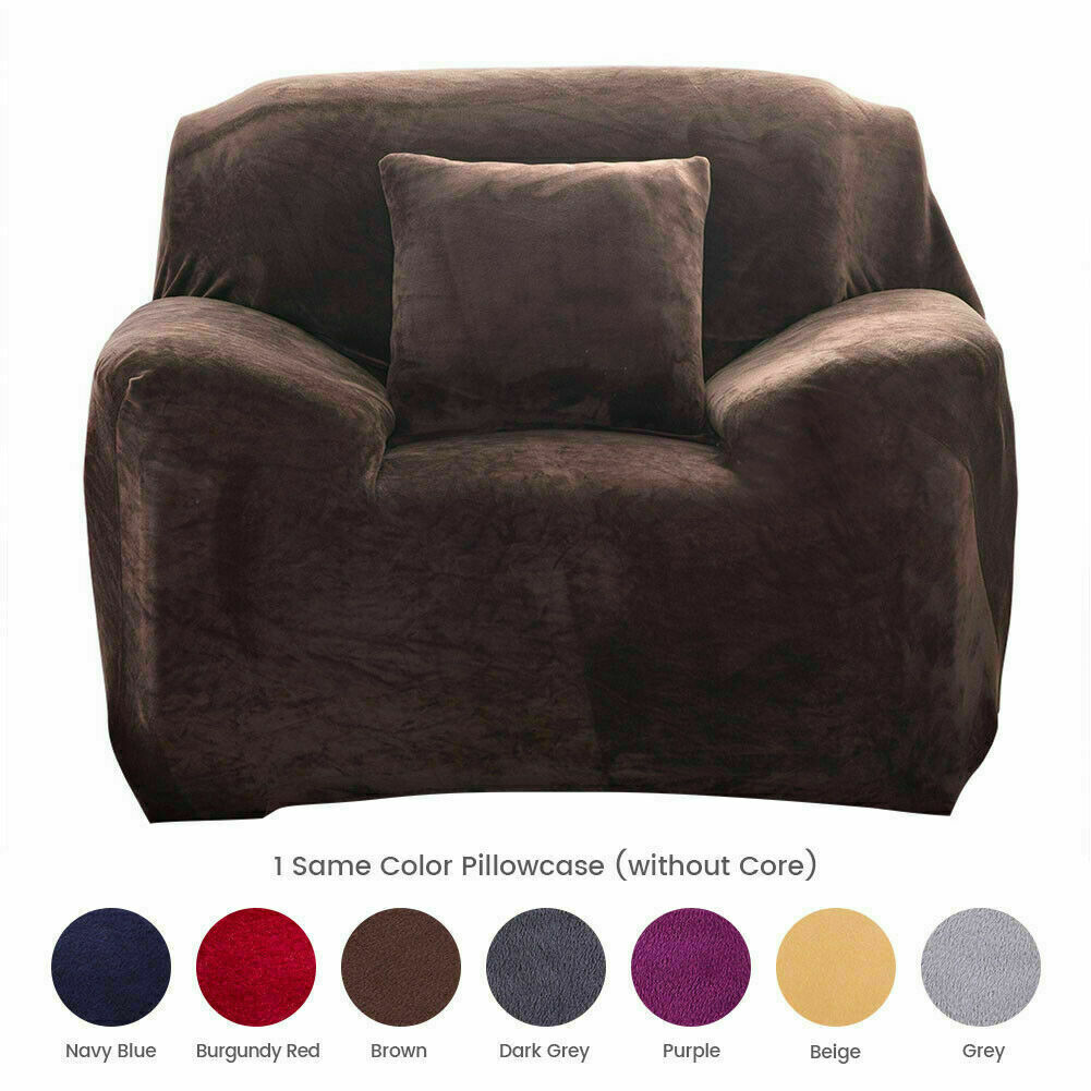 1/2/3/4 Seater Velvet Stretch Sofa Covers Soft Sofa Couch Protect Elastic Cover - Picture 32 of 74
