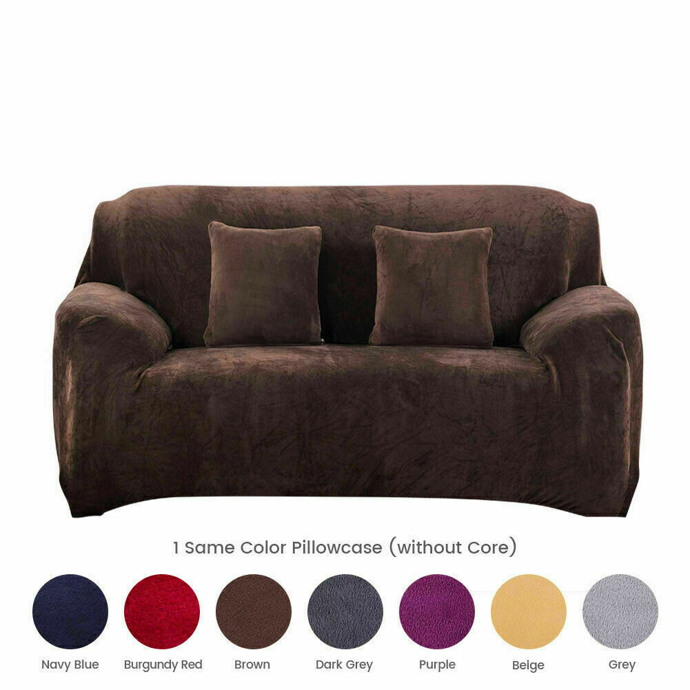 1/2/3/4 Seater Velvet Stretch Sofa Covers Soft Sofa Couch Protect Elastic Cover - Picture 33 of 74