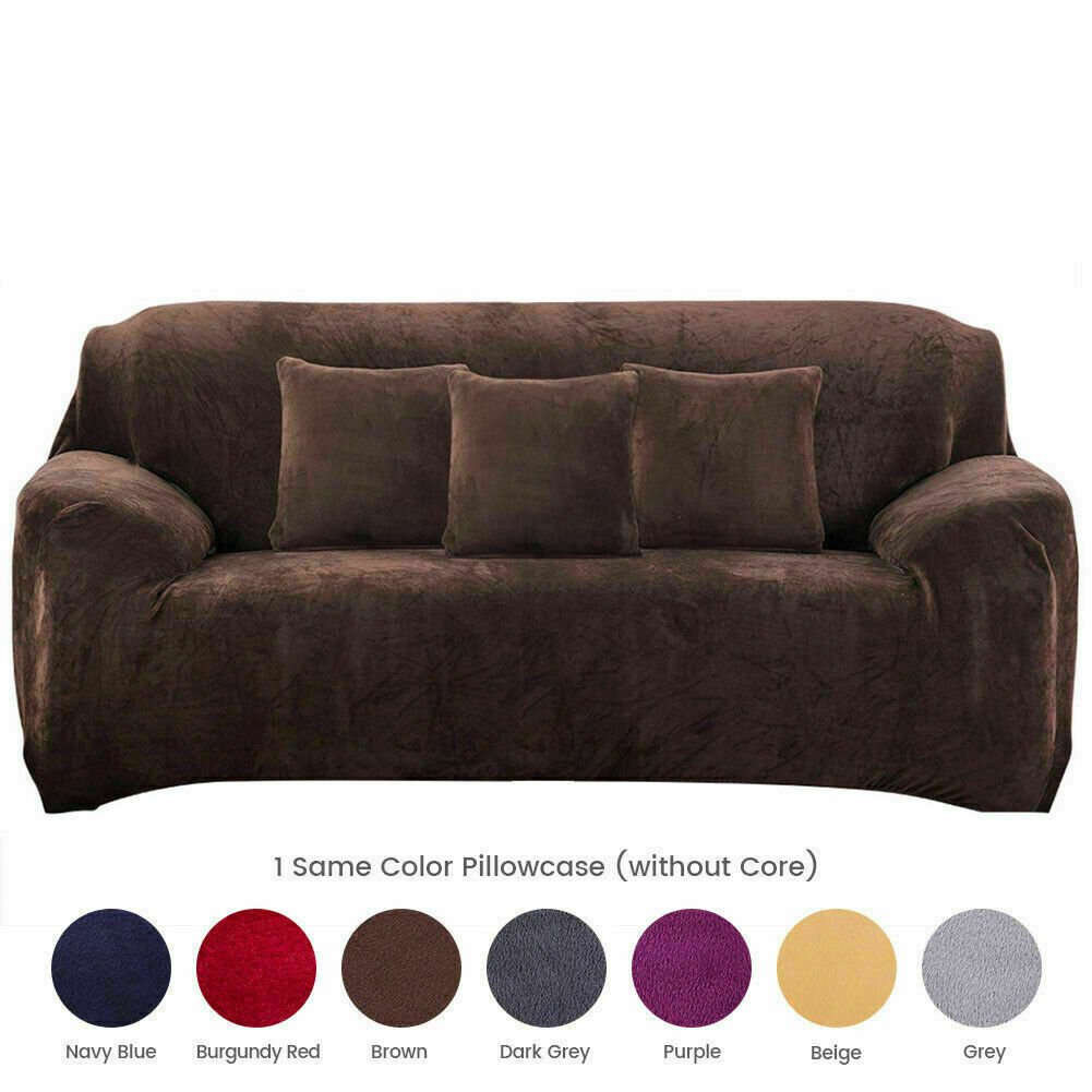 1/2/3/4 Seater Velvet Stretch Sofa Covers Soft Sofa Couch Protect Elastic Cover - Picture 34 of 74