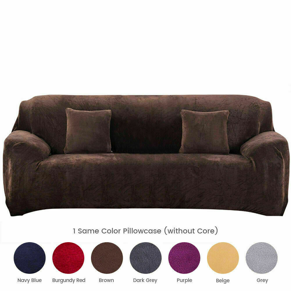 1/2/3/4 Seater Velvet Stretch Sofa Covers Soft Sofa Couch Protect Elastic Cover - Picture 35 of 74